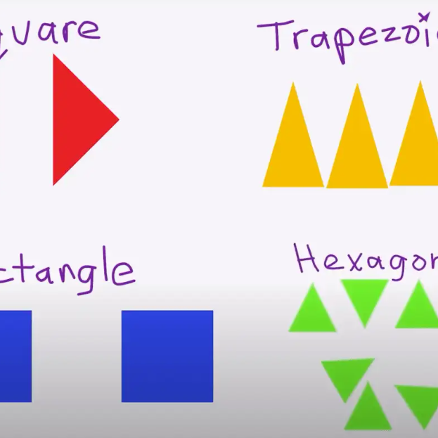 squares and triangles on a white background