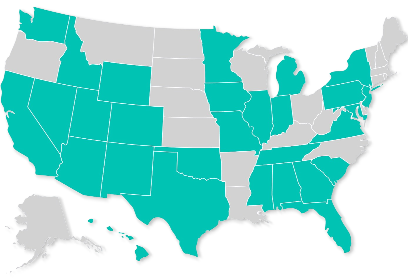 Map of USA that shows states that bootup works with